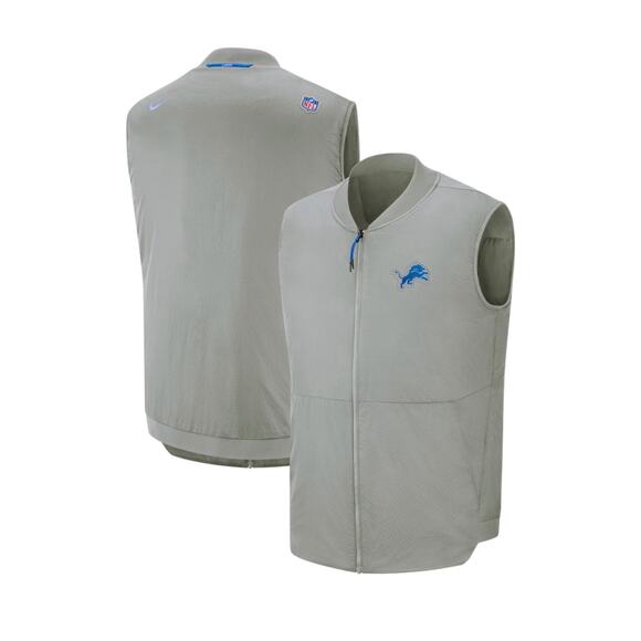 Nike NFL On Field Silver Gray Detroit Lions Sideline Full Zip Vest Mens Medium